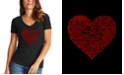 LA Pop Art Women's Word Art Country Music Heart V-Neck T-Shirt